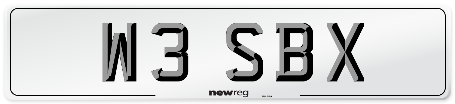 W3 SBX Number Plate from New Reg